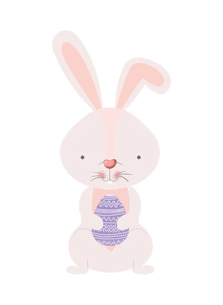 Easter rabbit with egg isolated icon — Stock Vector