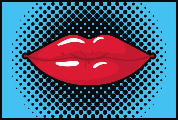 Labios femeninos pop estilo de arte — Vector de stock