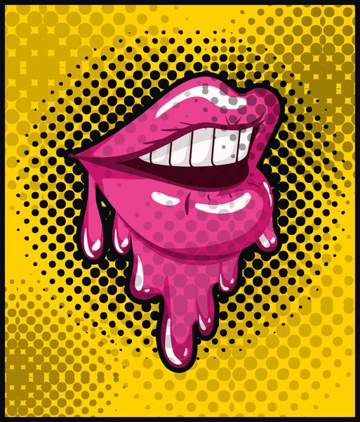Женский рот, капающий поп-артом — стоковый вектор