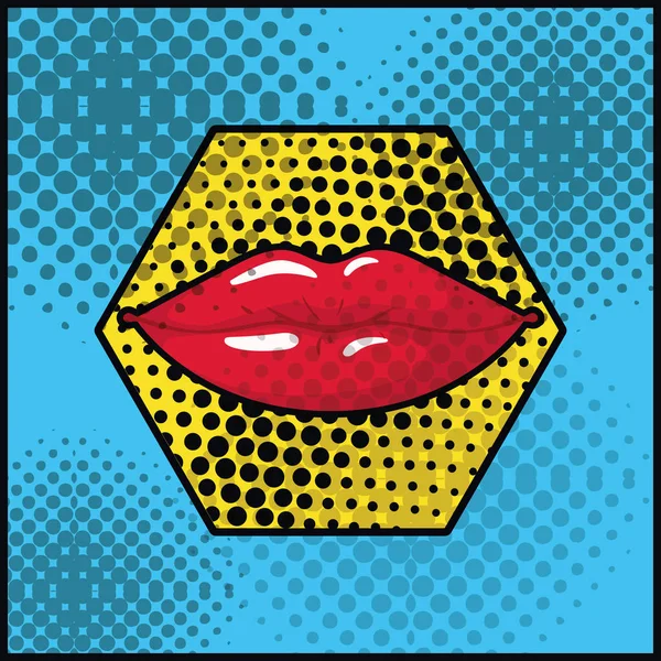Female lips pop art style — Stock Vector