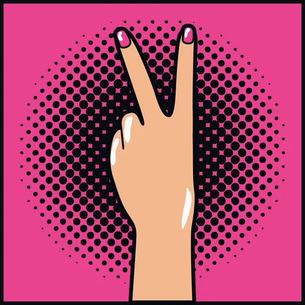 Hand expressing peace and love pop art style — Stock Vector