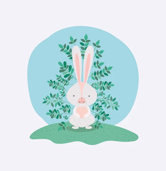 Rabbit in the garden easter card — Stock Vector