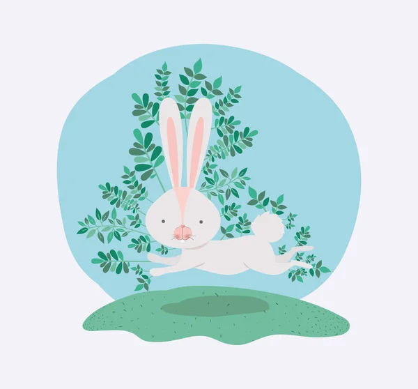 Rabbit in the garden easter card — Stock Vector