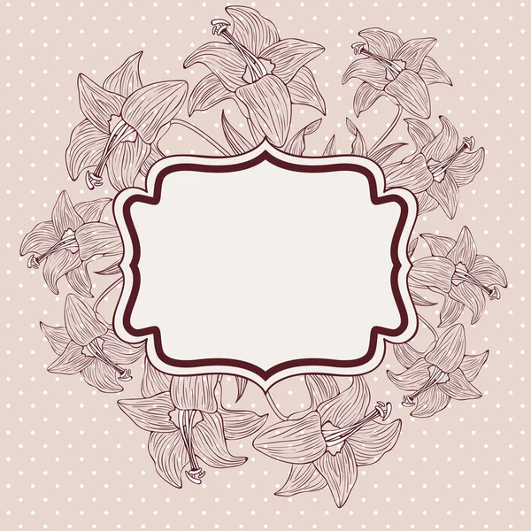 百合花装饰维多利亚框架 — 图库矢量图片