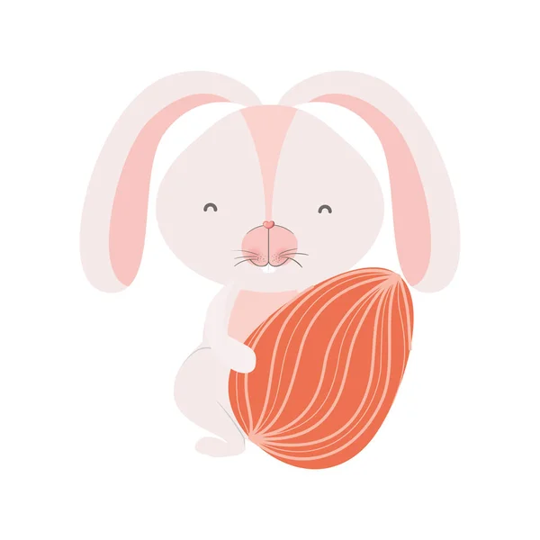 Easter rabbit with egg isolated icon — Stock Vector