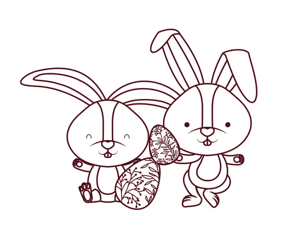 Wielkanoc królików z jaj ikona na białym tle — Wektor stockowy