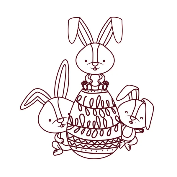 Velikonoční králíci izolované ikonou vejce — Stockový vektor