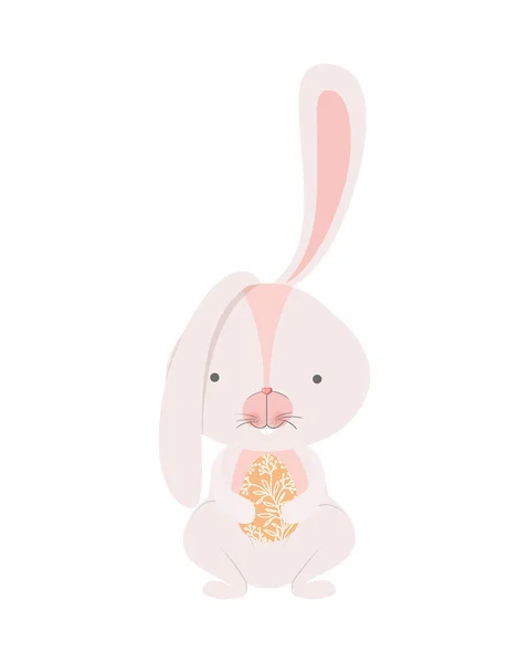 Conejo de Pascua con huevo aislado icono — Vector de stock