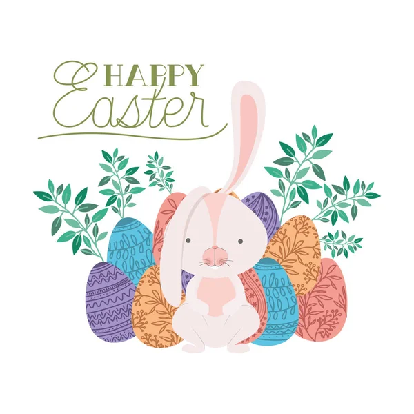 Mutlu Paskalya etiket yumurta ve çiçek simgesi olan — Stok Vektör