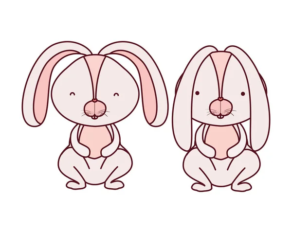 Cute rabbits isolated icon — Stock Vector