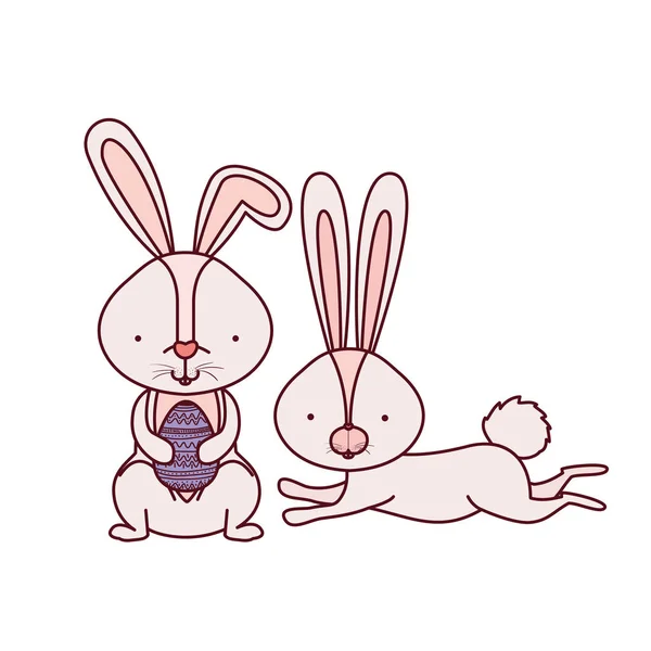 Paskalya tavşanımı yumurta izole simgesiyle — Stok Vektör