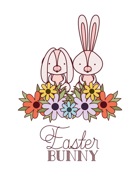 Easter bunny label met geïsoleerde ei-pictogram — Stockvector