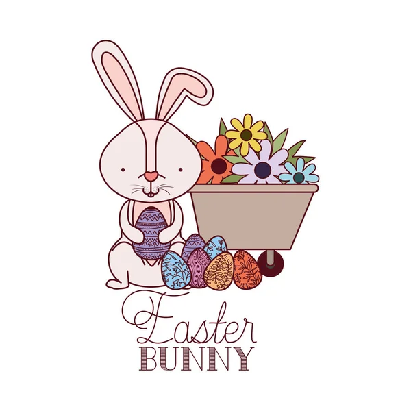 Etiqueta de conejito de Pascua con huevo aislado icono — Archivo Imágenes Vectoriales