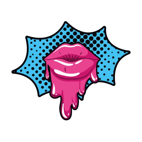 Lábios femininos pingando ícone isolado — Vetor de Stock