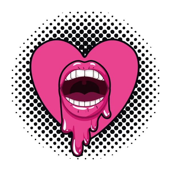 Vrouwelijke mond druipende geïsoleerde pictogram — Stockvector