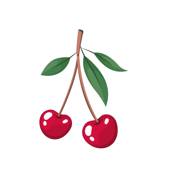 Cereza fruta aislado icono — Vector de stock