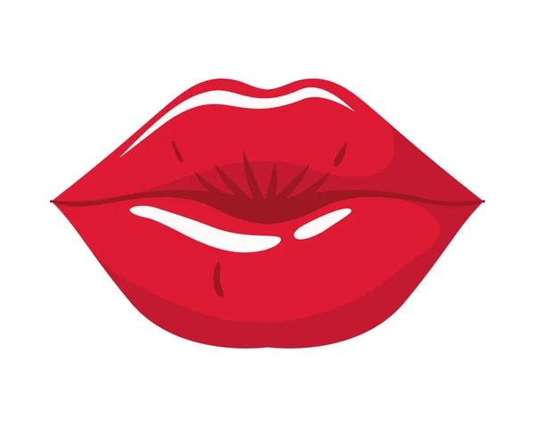 Labios femeninos pop arte estilo aislado icono — Vector de stock