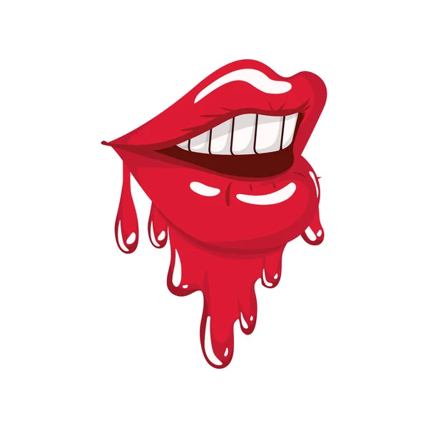 Female mouth dripping isolated icon — Stock Vector