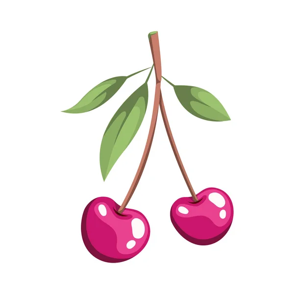 Cereza fruta aislado icono — Vector de stock