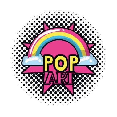 Pop Sanat etiket rainbow bulutlar ile