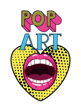 kadın ağız pop sanat stil izole simgesi