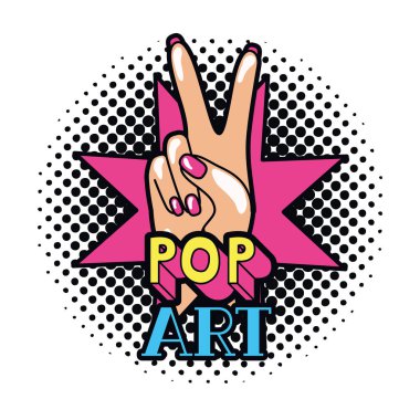 barış işareti ile el ve pop sanat aşk