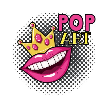 kadın ağız pop sanat stil izole simgesi