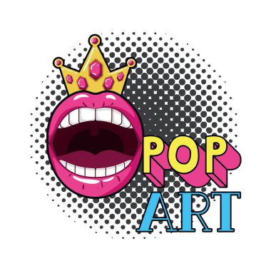 kadın ağız pop sanat stil izole simgesi