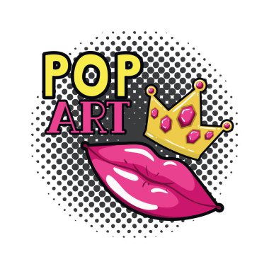 kadın dudaklar pop sanat stil izole simgesi