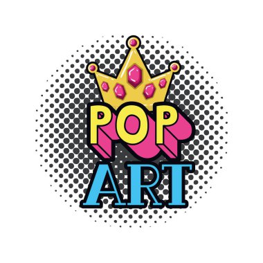 Altın taç pop sanat simge vektör çizim tasarım