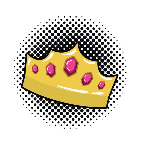 Corona de oro pop icono de arte — Vector de stock