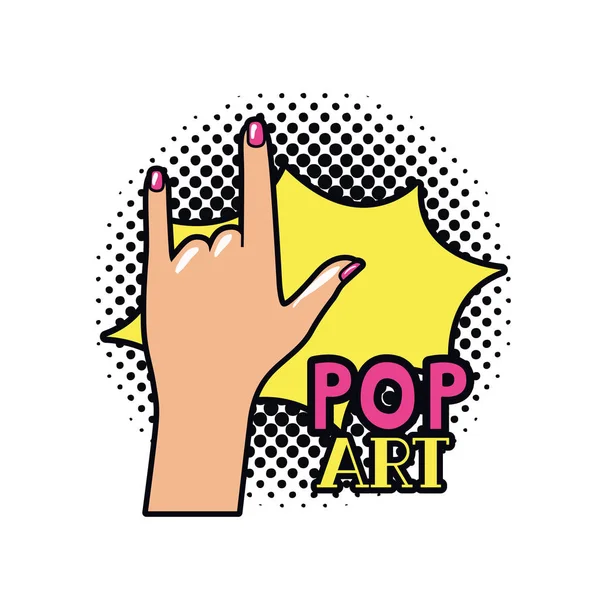 Hand mit Zeichen Rock Pop Art — Stockvektor