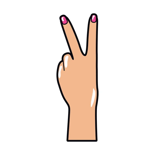 Kéz jele, béke és a szeretet a pop-art — Stock Vector