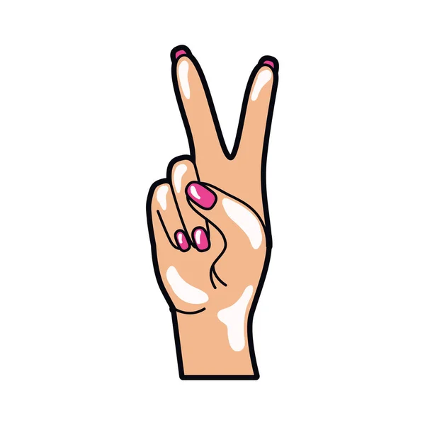 Hand with peace sign and love pop art — Stock Vector