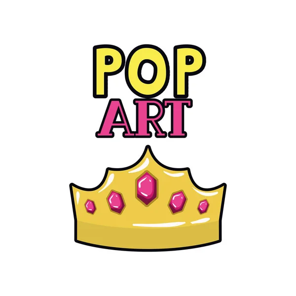 Corona de oro pop icono de arte — Archivo Imágenes Vectoriales