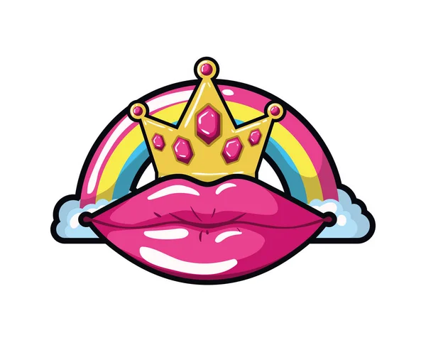 Kadın dudaklar pop sanat stil izole simgesi — Stok Vektör