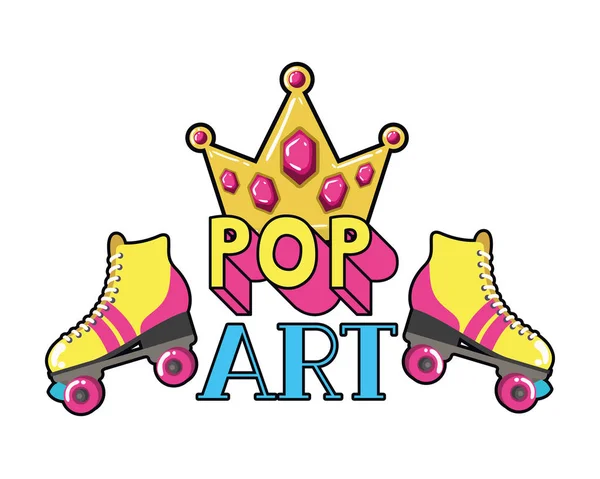 Patines pop art icono — Archivo Imágenes Vectoriales