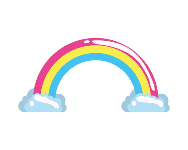 Arcobaleno con nuvole pop art — Vettoriale Stock