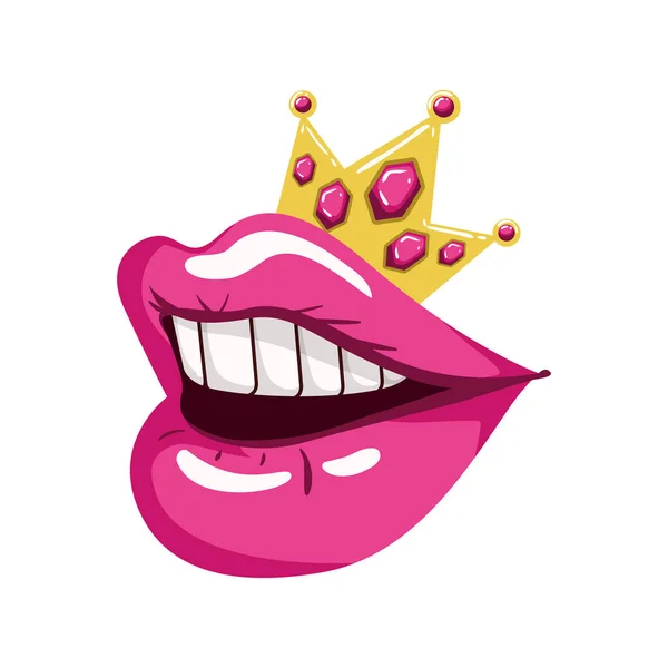 Female mouth pop art style isolated icon — Stock Vector