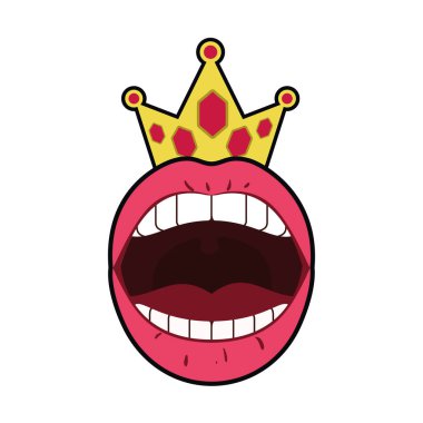 kadın ağız pop sanat stil izole simgesi