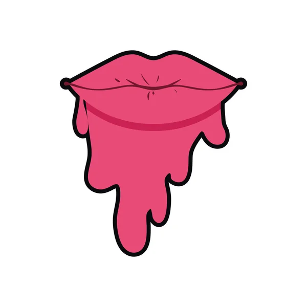 Labios femeninos goteando icono aislado — Vector de stock