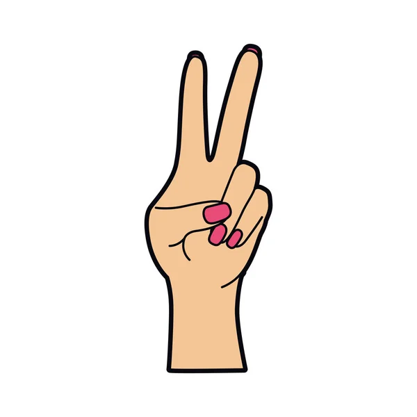 Mano con signo de paz y amor pop art — Vector de stock