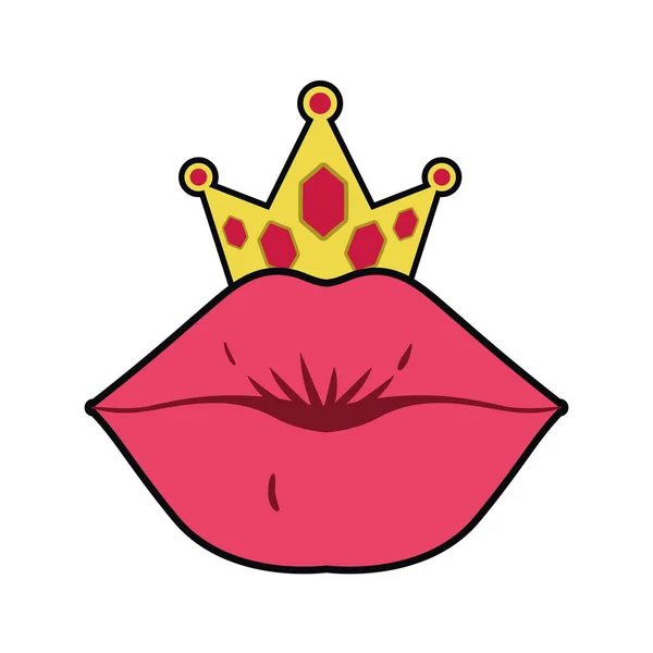 Labbra femminili stile pop art icona isolata — Vettoriale Stock