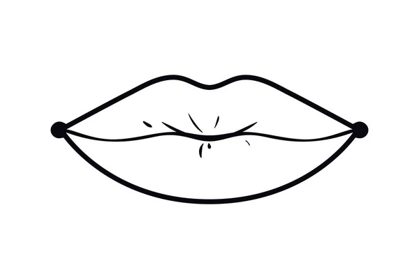 Vrouwelijke lippen popart geïsoleerde stijlicoon — Stockvector