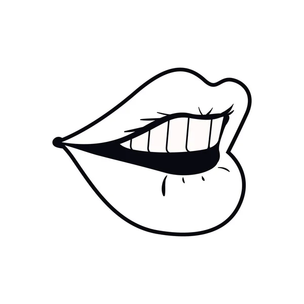 Female Mouth Dripping Isolated Icon Vector Illustration Desing — Stock Vector