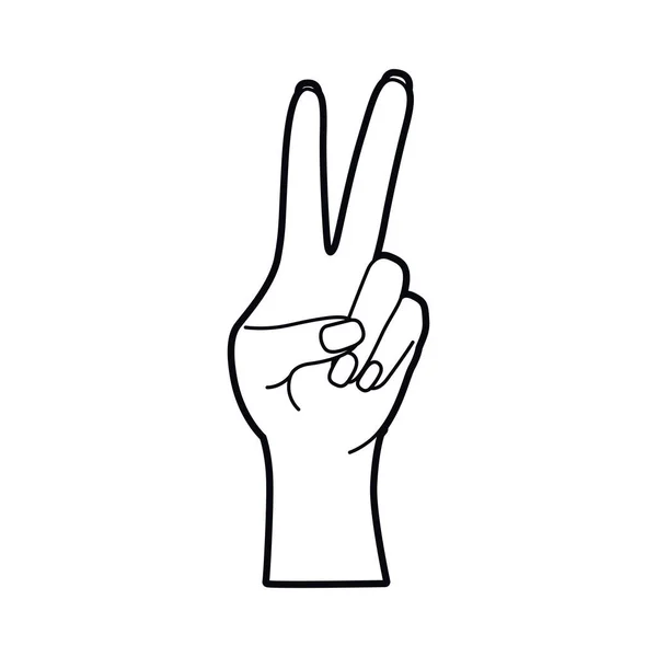 手与和平标志和爱流行艺术矢量插画设计 — 图库矢量图片