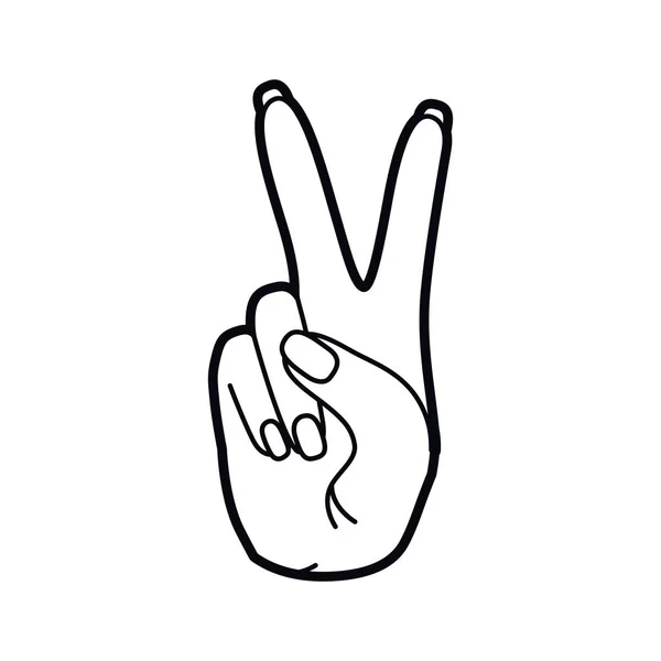 Hand with peace sign and love pop art — Stock Vector