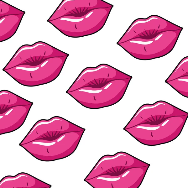 Muster weibliche Lippen Pop Art Stil — Stockvektor