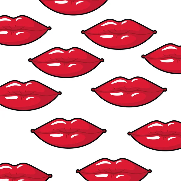 Muster weibliche Lippen Pop Art Stil — Stockvektor