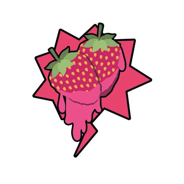 Erdbeere tropft isoliert Symbol — Stockvektor